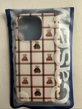 Plaid Teddy Bear Pattern Phone Case - White